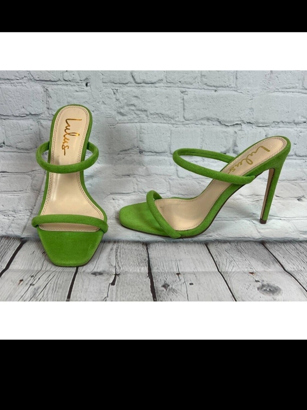 Lulu's Green Double-Strap Stiletto Sandals